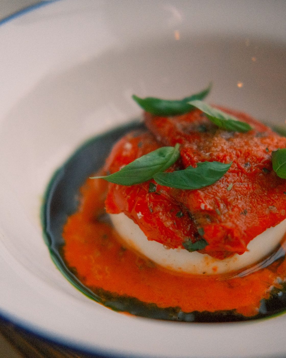 Burrata and tomatoes, close up