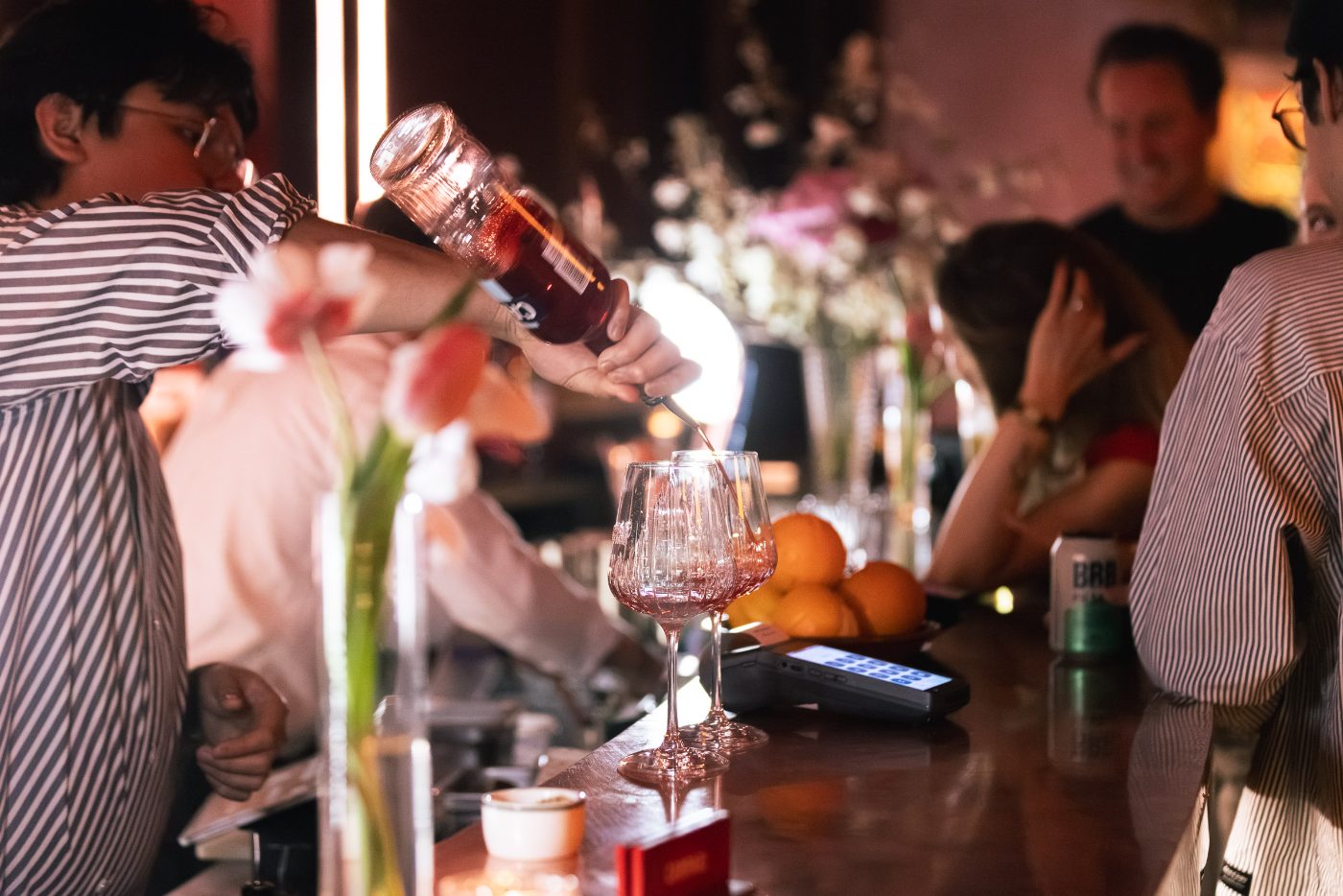 Drinks poured at the Negroni & Spritz Bar